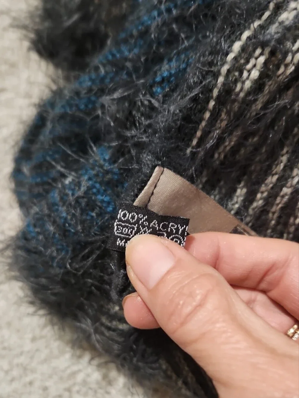 Look By M Cozy Black, Teal & Gray Fuzzy Infinity Scarf